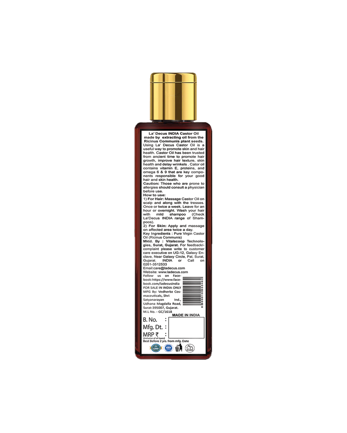 Virgin Cold Pressed Castor Oil 200 ml