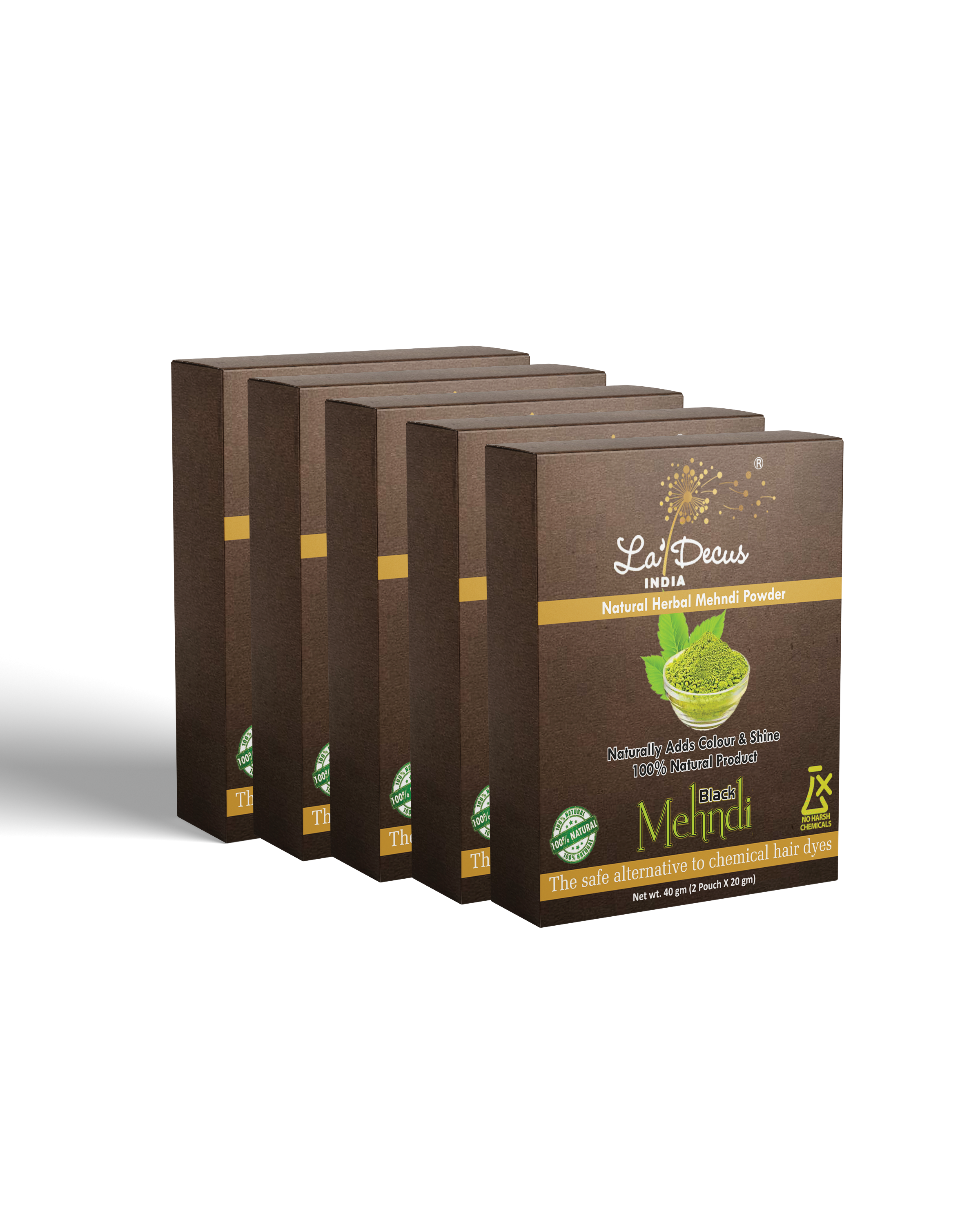 Natural Herbal Black Mehndi Powder | Pack of 5 | Each 40gm