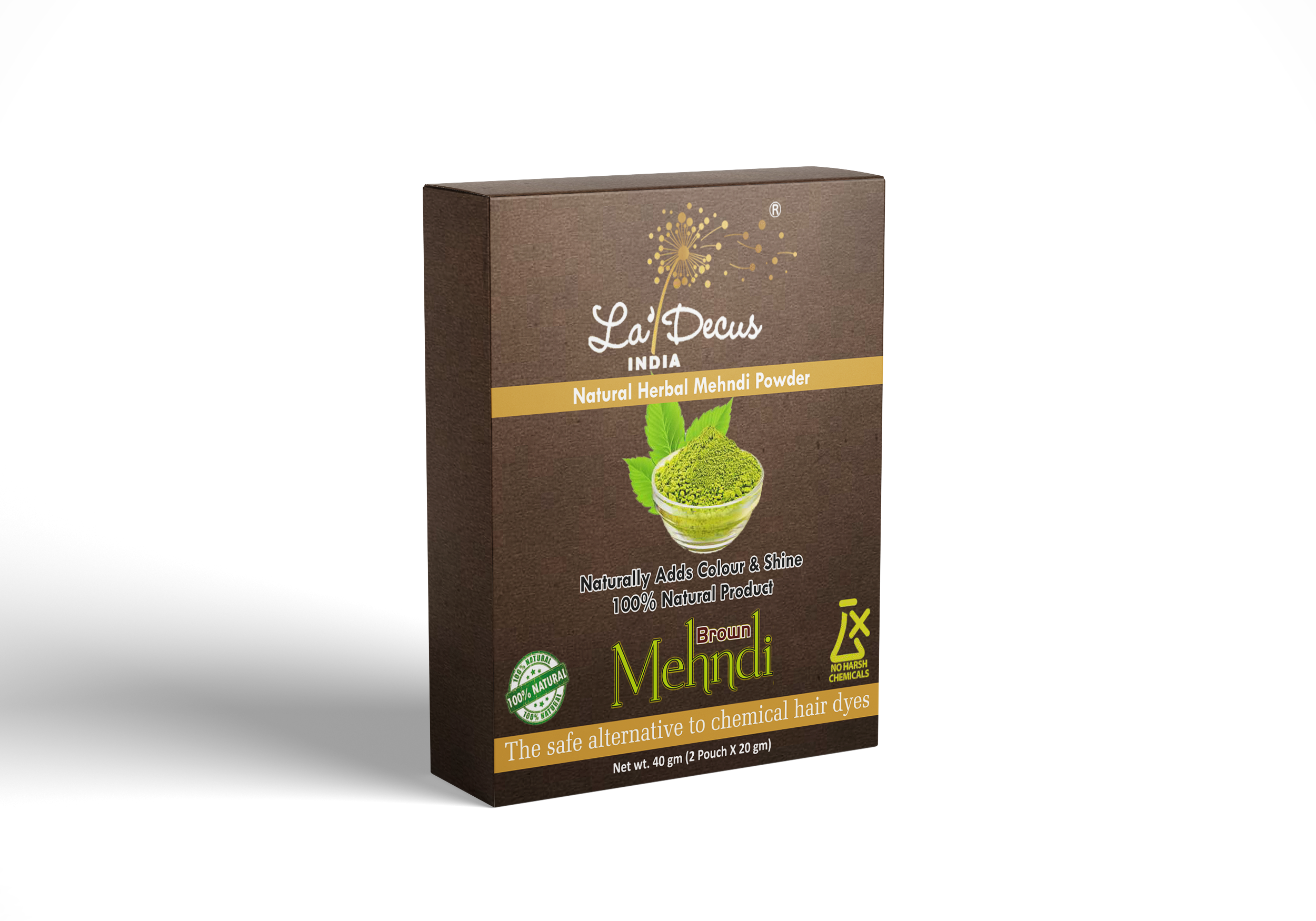 Natural Herbal Brown Mehndi Powder | Pack of 5 | Each 40 gm