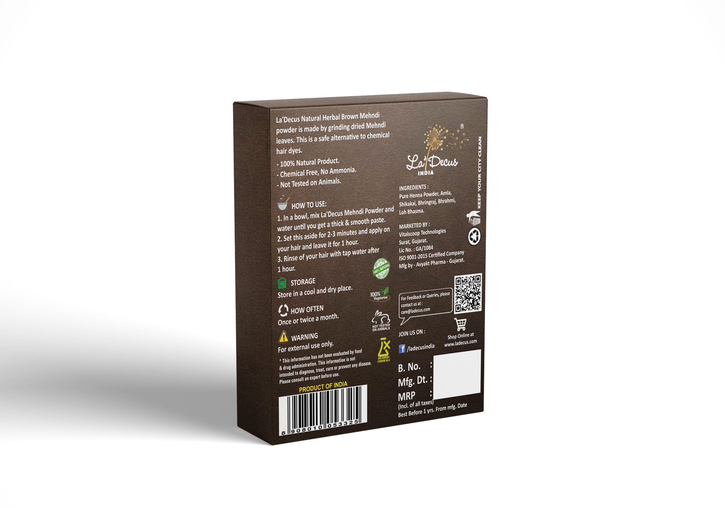 Natural Herbal Brown Mehndi Powder | Pack of 5 | Each 40 gm